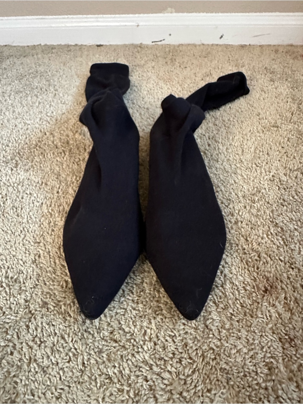 Source Unknown Black Pointed Sock Heeled Boots